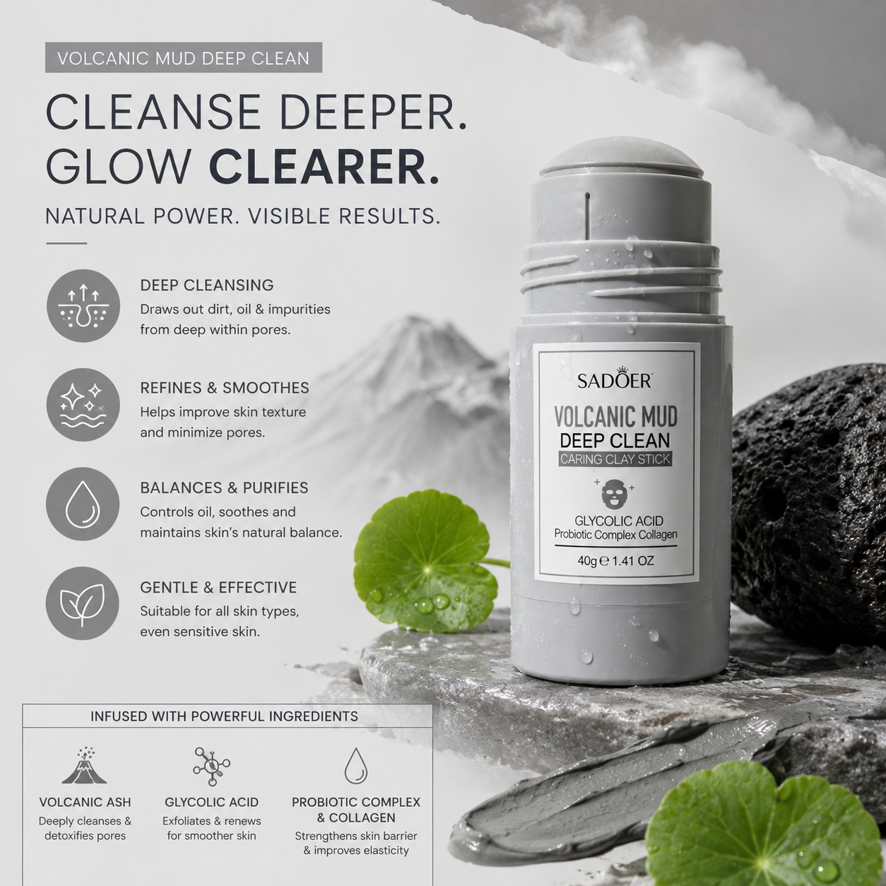 Volcanic Sea Mud Purifying Clay Stick