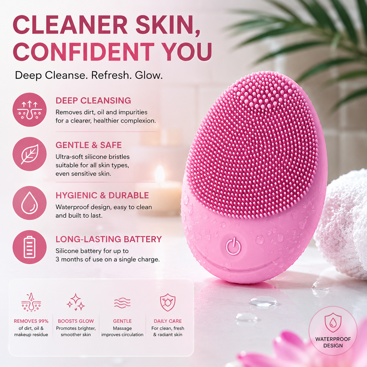 Sonic Silicone Facial Cleansing Brush